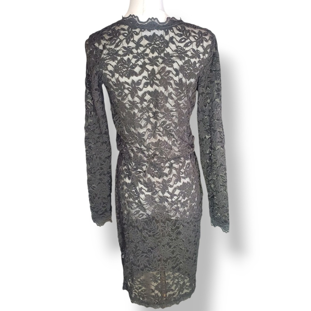 Rosemunde Copenhagen Black Floral Lace V-Neck Wrap Dress Womans Small Whimsigoth - Picture 2 of 12